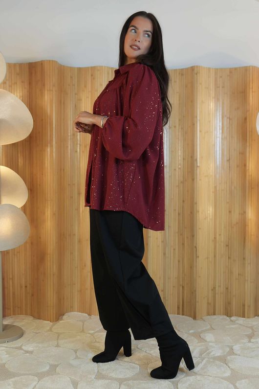 Suki Night Sky Peasant Blouse Burgundy